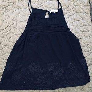 Dark Blue Embroidered Sheer Swing Tank🌿